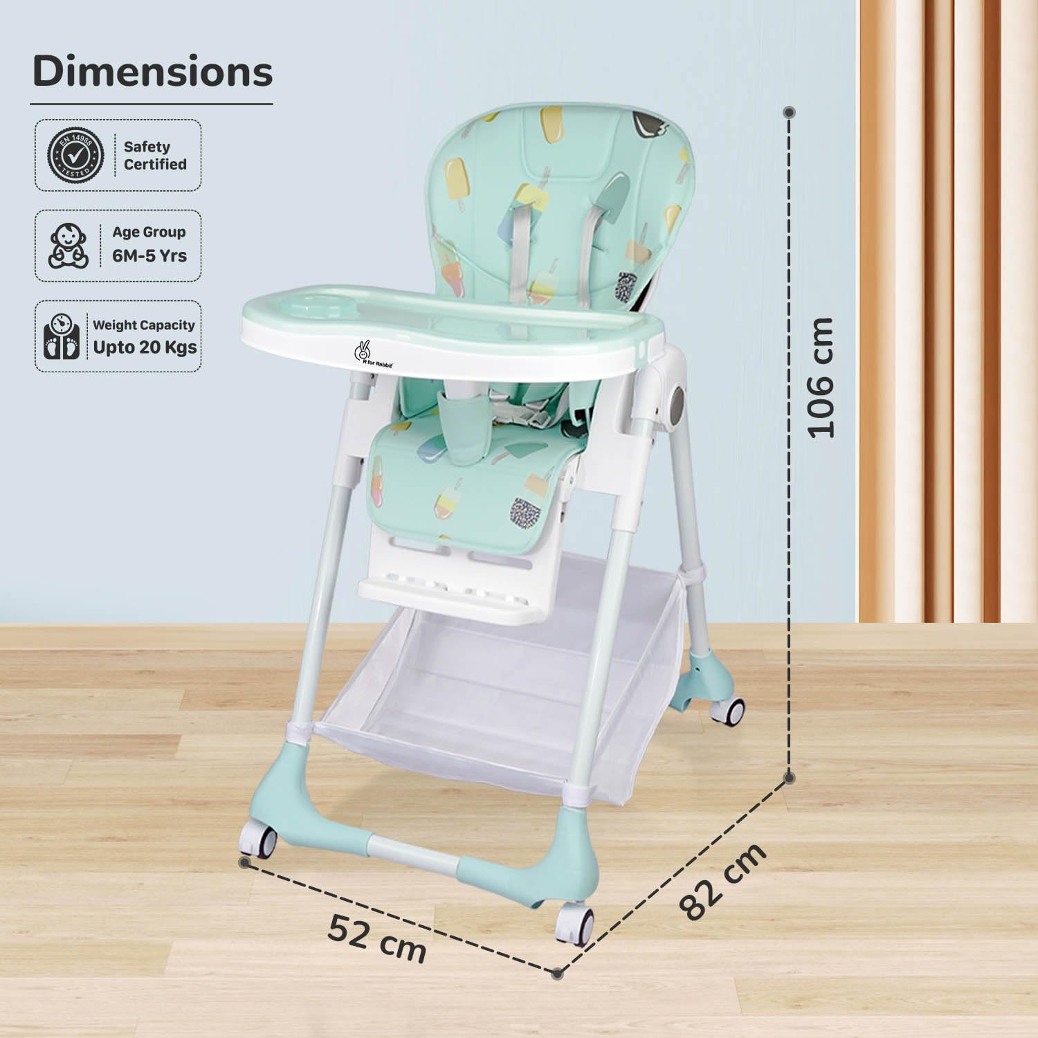 Marshmallow Lite 6-level adjustable baby high chair with bear design for feeding. www.usmile.toys